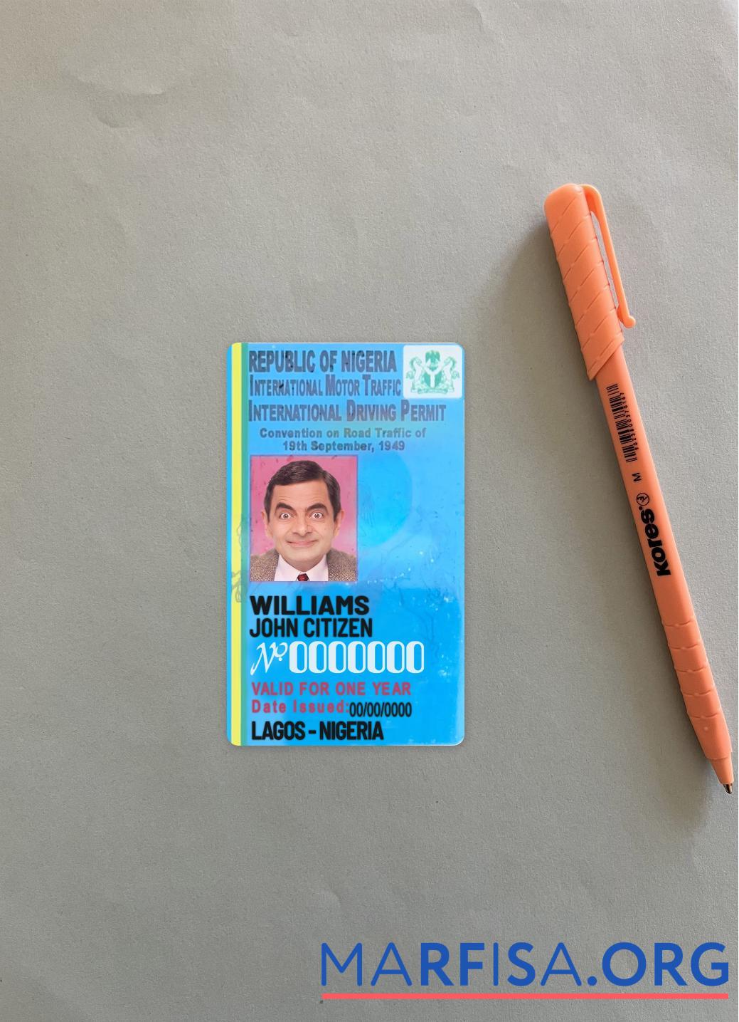 Realistic Nigeria international driving license photolook sample